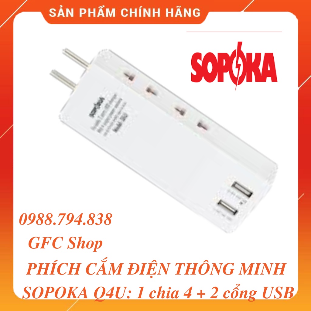 Phích cắm điện thông minh 1 chia 3 và 1 chia 5 SOPOKA Q3 Q5