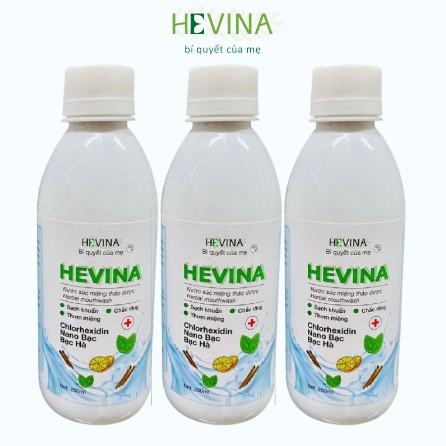 Nước Súc Miệng Thảo Dược HEVINA Ngăn Ngừa Sâu Răng, Hôi Miệng, Ngừa Nhiệt Miệng Chai 250ml