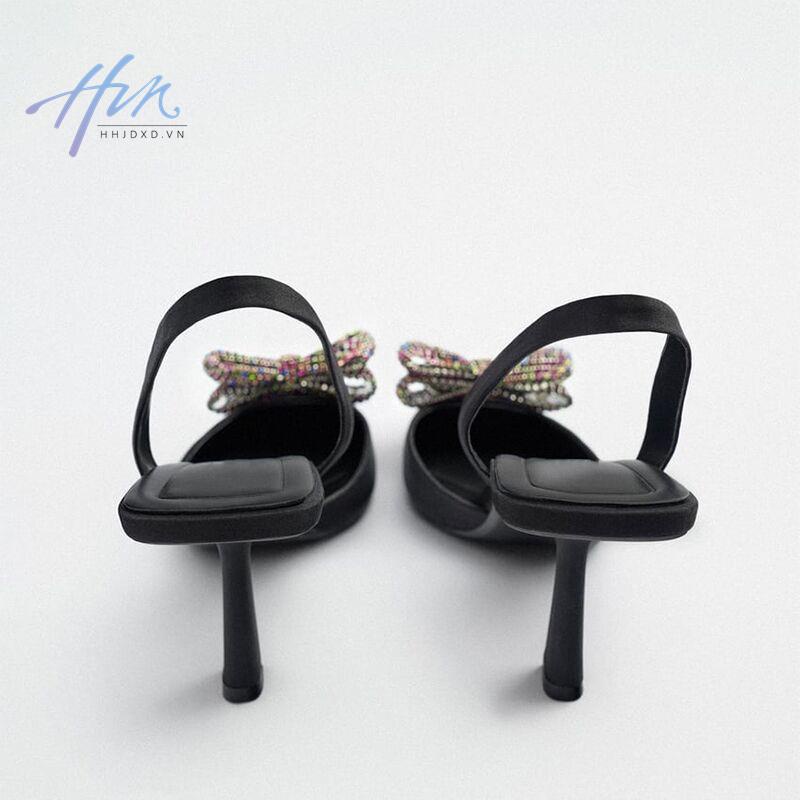 Hàng Mới Về Mới Giày Cao Gót Mũi Nhọn Đính Đá Thời Trang Mùa Hè 2023 Dành Cho Nữ