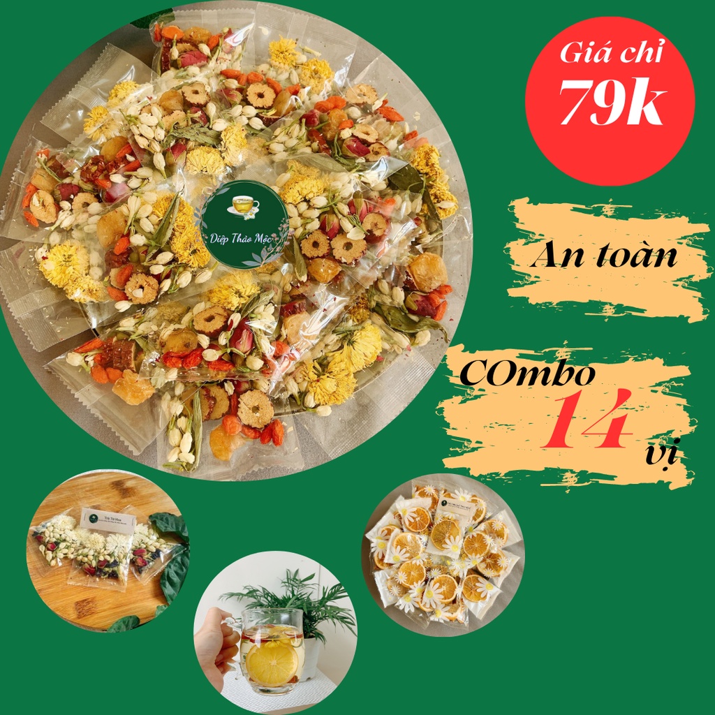 Trà hoa thảo mộc(COMBO 14 VỊ) - DÙNG THỬ,Trà dưỡng nhan, Trà dưỡng tâm,Trà tứ hoa đẹp da,Trà mộc quế hoa,Bách Nhật Hoa