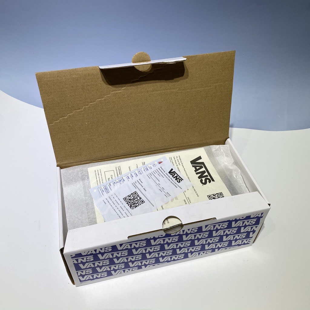 PK Hộp giấy carton Vans xanh đựng giày dép quần áo mũ nón gói quà đóng hàng giá rẻ kèm bill thẻ giấy lụa nhật
