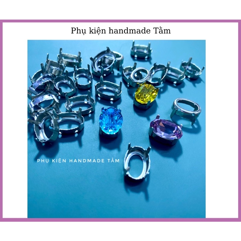 Đế gắn đá đính kết, đá oval 10*14mm