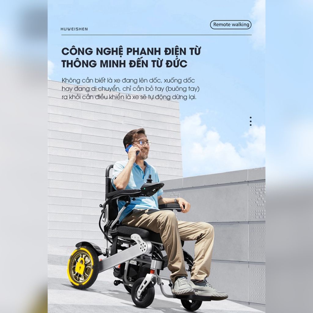Xe lăn điện gấp gọn, điều chỉnh từ xa HWS488 Ebikevn HWS488170223