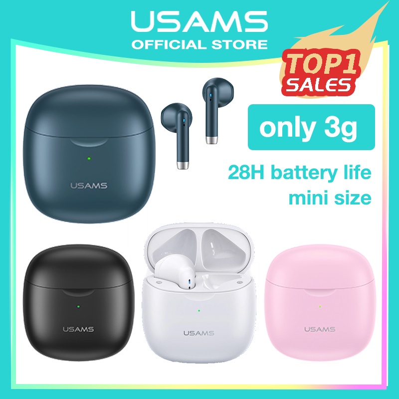 Tai nghe không dây Nhét Tai Màu Hồng Bt5.0 Mini Tws Pin 28H Usams Ia04