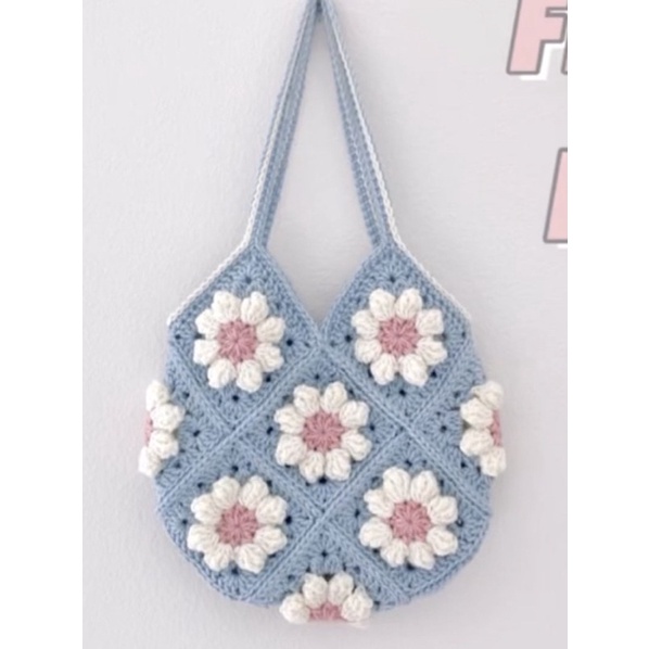 Order 3 - 5 ngày - Ảnh thật ở cuối - Túi hoa Daisy nhỏ bằng len