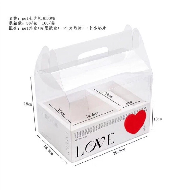 Set 5 Hộp mica đựng hoa bánh 2 ngăn
