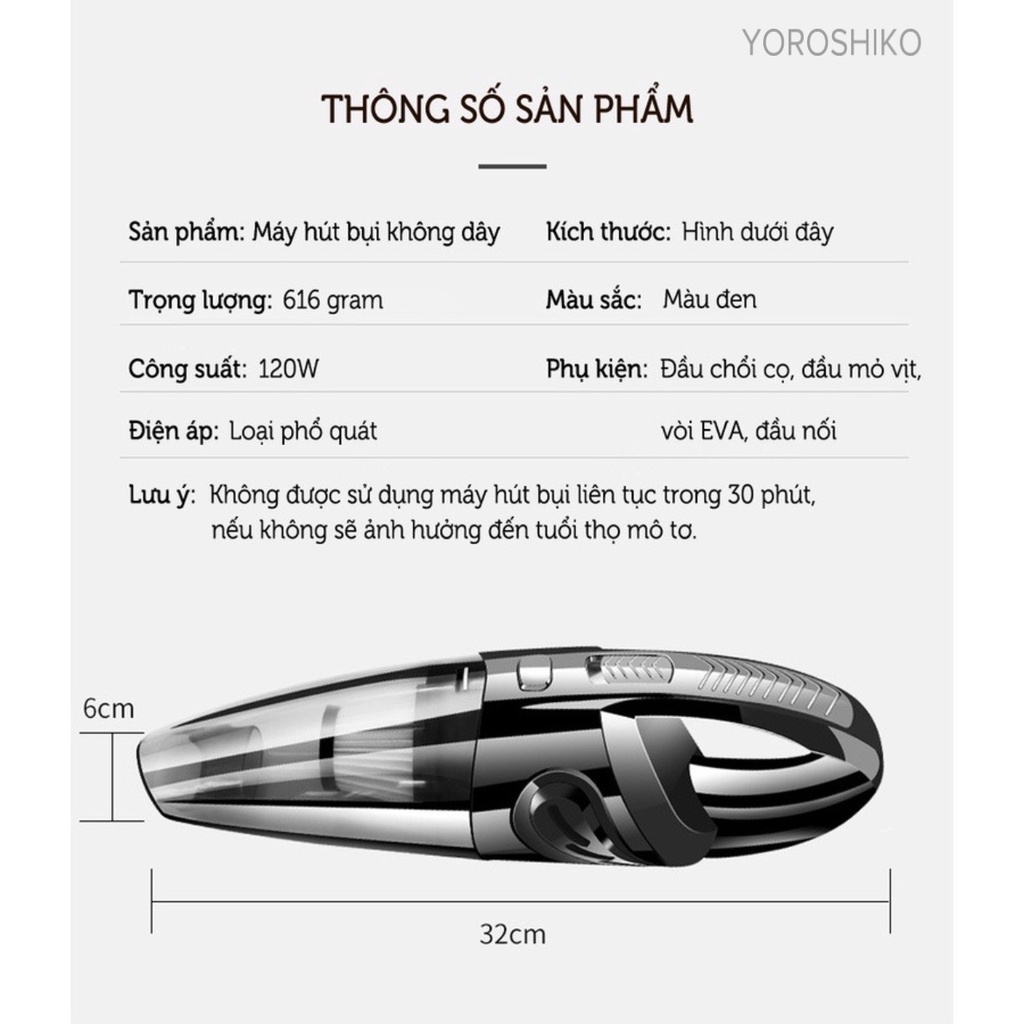 Máy hút bụi mini cầm tay Yoroshiko cao cấp