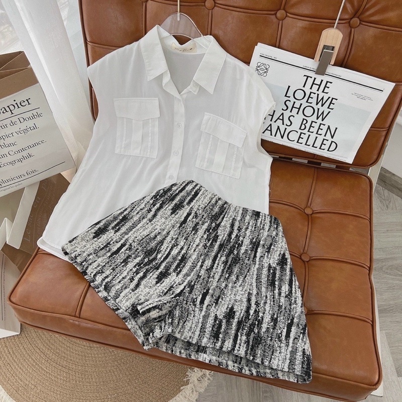 Quần short dạ tweed loang hàng qc loại 1