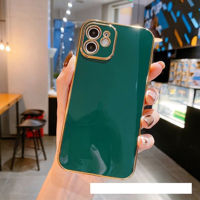 [ỐP ĐIỆN THOẠI] Ốp Lưng Iphone Mềm Dẻo Sang Trọng Viền Mạ Vàng Cao Cấp Đơn Sắc Long Lanh