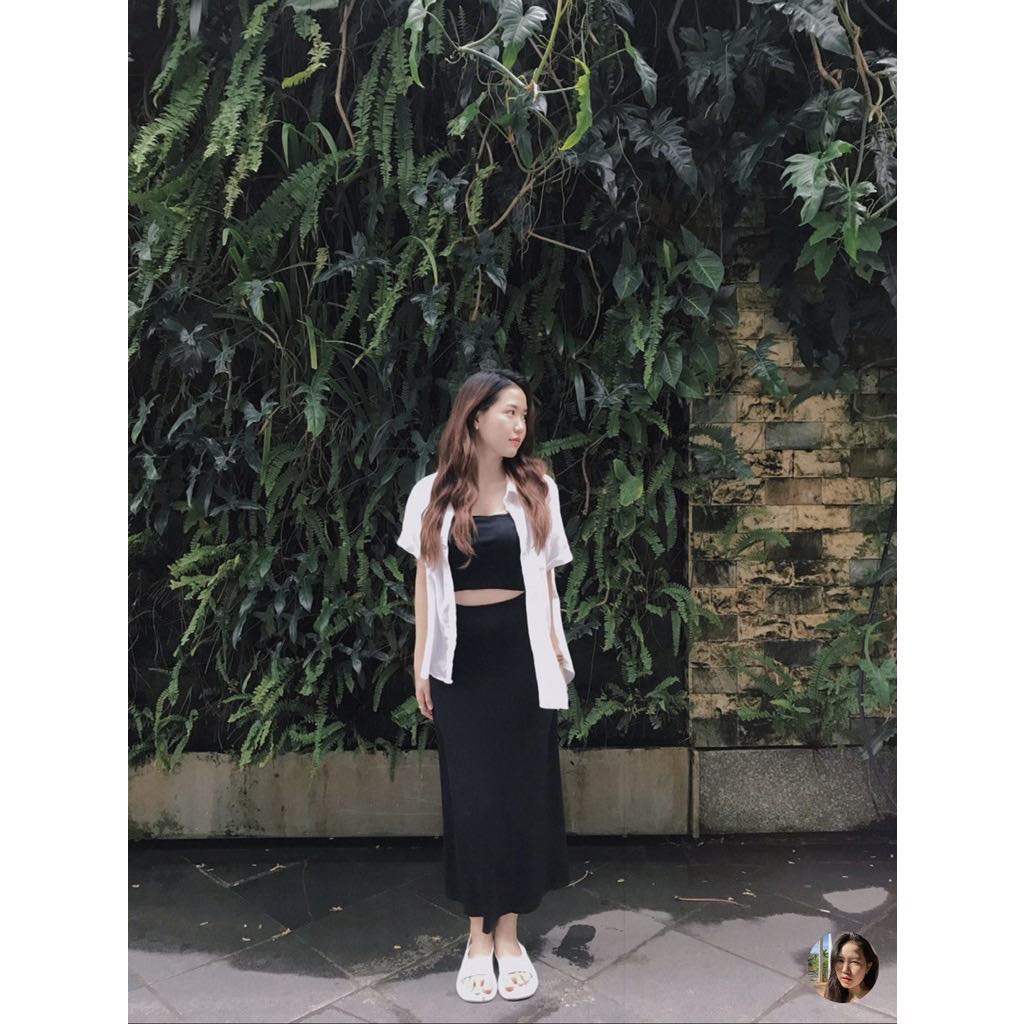 Chân Váy Dài Vải Co Giãn Dày Dặn Phong Cách Ulzzang Cá Tính M308