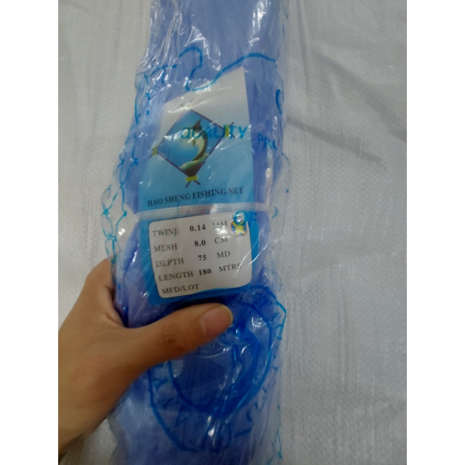 (Cước 0.14- 8p x 75 mắt) Lưới cá, lưới 1 cá, lưới cá kìm, ruột lưới, lưới thái xanh