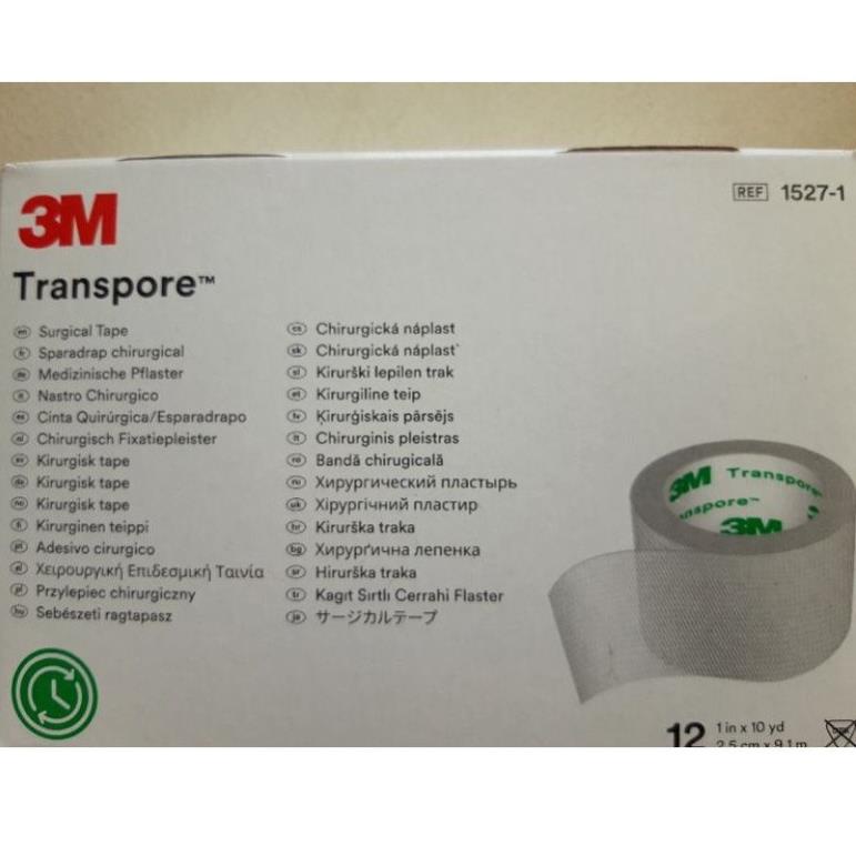 BĂNG KEO TRONG PLASTIC Y TẾ 3M TRANSPORE 1527 - 1 kích thước 2,5x9,1cm