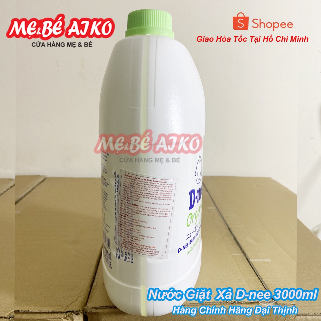 Nước giặt Dnee Organic, D-nee Thái Lan Can 3000ml An Toàn Cho Trẻ Nhỏ