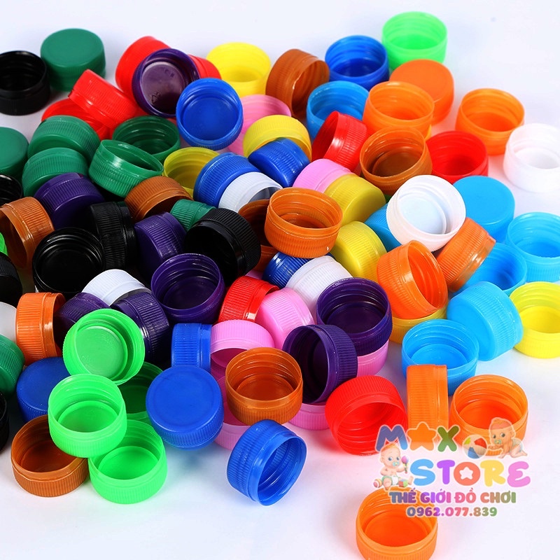 Túi 100c Nắp chai nhựa nhiều màu - thủ công mầm non