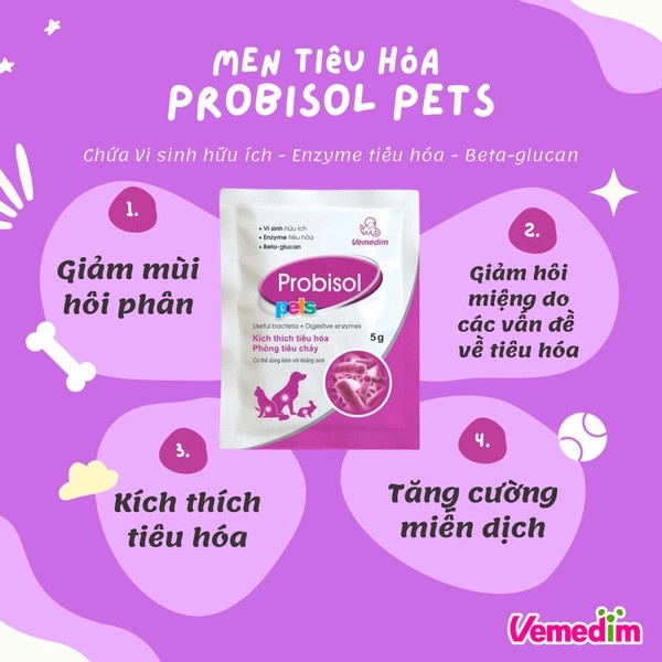 PROBISOL Men Tiêu Hóa Cho Chó Mèo - Rối loạn tiêu hóa, tiêu chảy, táo bón, khử mùi hôi phân và cân bằng vi sinh