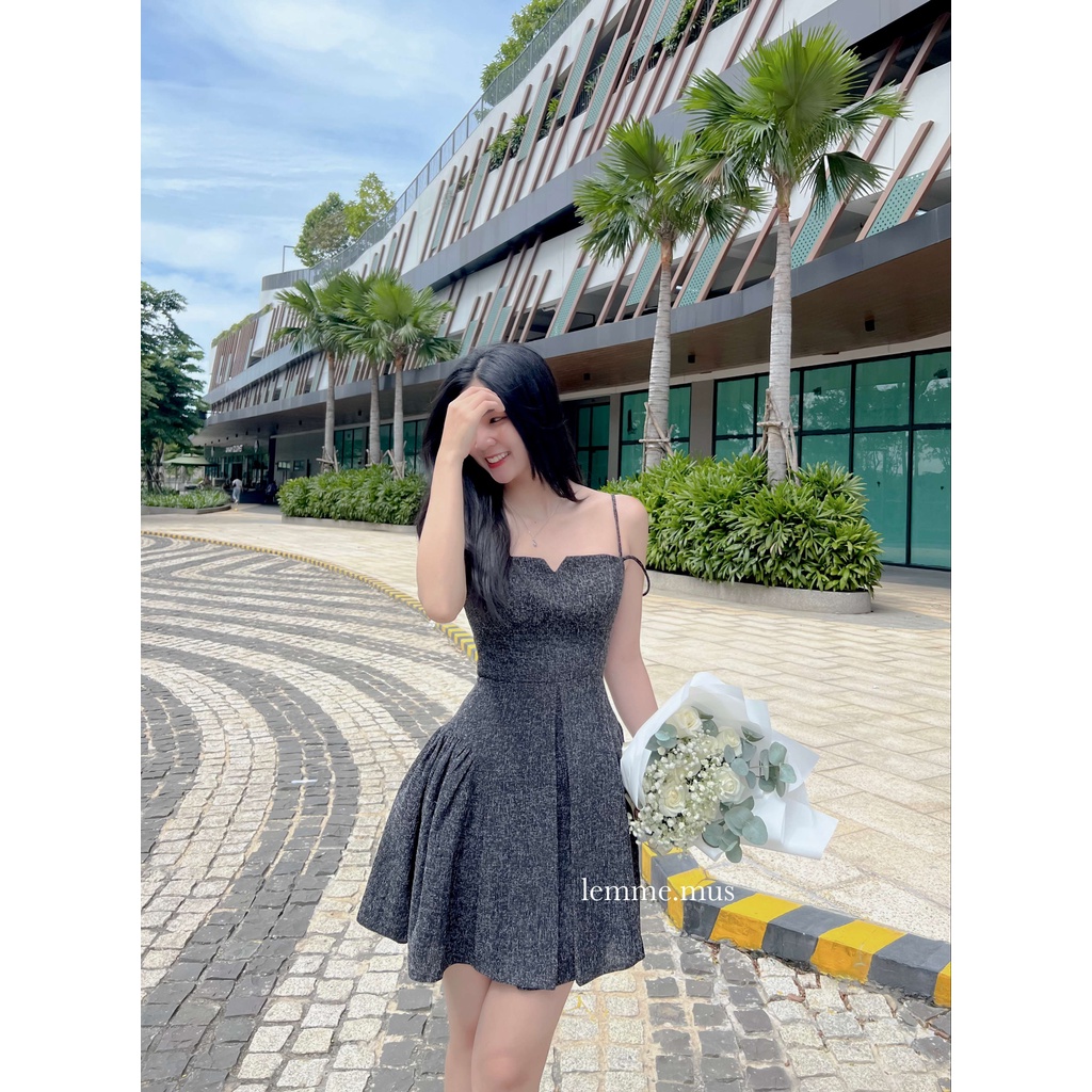 MUS MILA DRESS - Đầm Tiệc Hai Dây Rớt Vai Cúp Ngực Tùng Váy Xếp Li Phồng Xoè