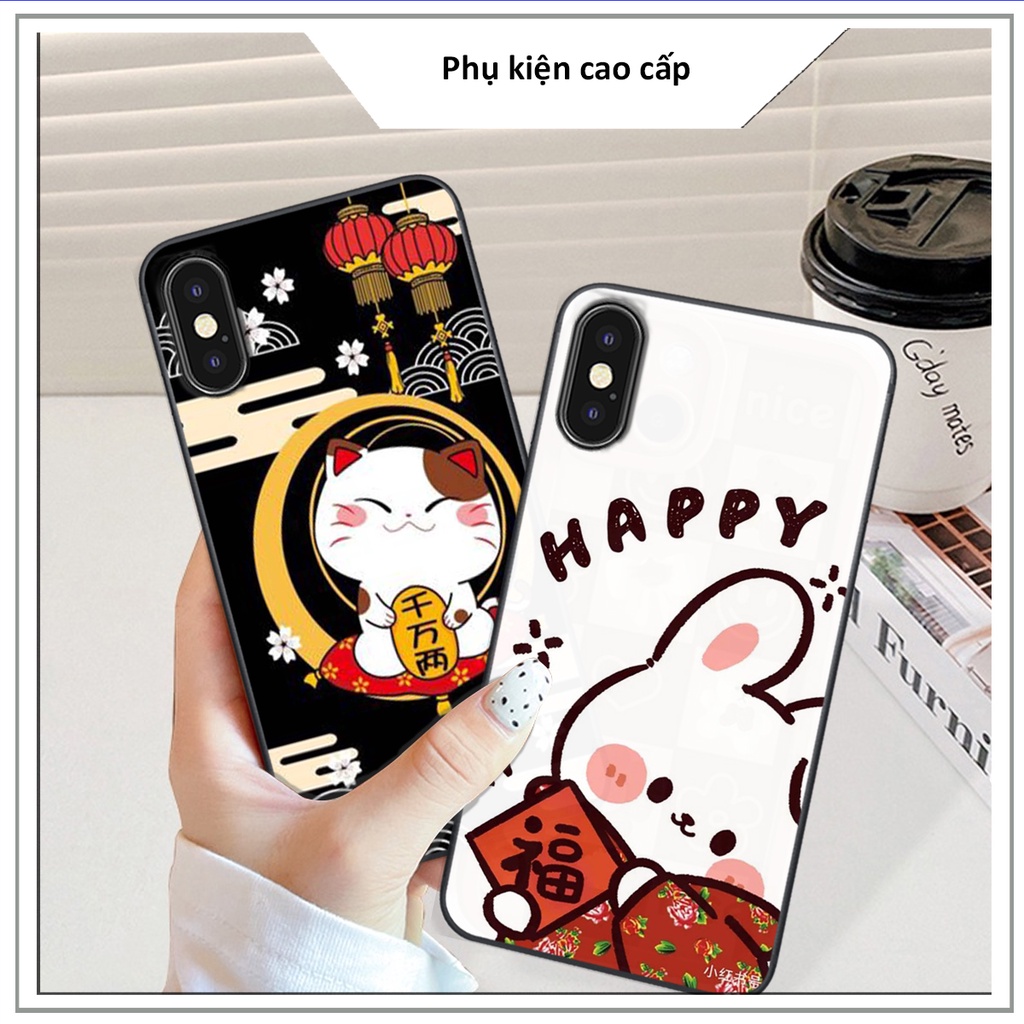 Ốp lưng iphone X/Xs/Xsmax Silicon Viền Vuông in hình Mèo Thần Tài BaQstore