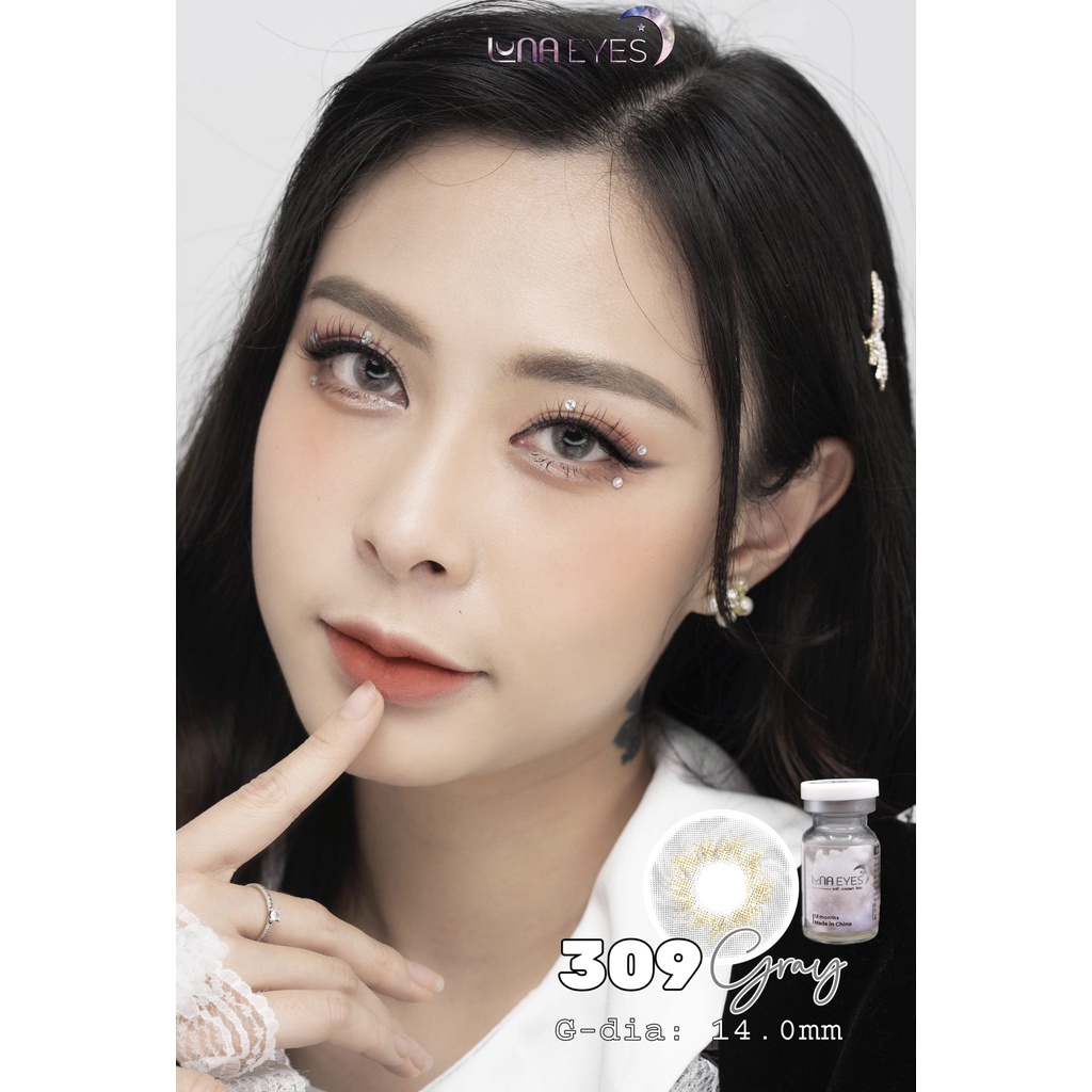 [Mã BMLT35 giảm đến 35K đơn 99K] Kính áp tròng LUNA EYES 309 GRAY - Lens size nhỏ