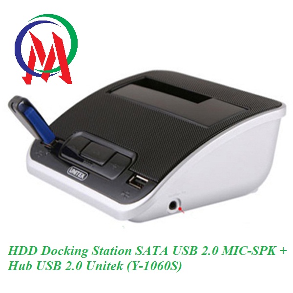 HDD Docking Station SATA USB 2.0 MIC-SPK + Hub USB 2.0 Unitek (Y-1060S)