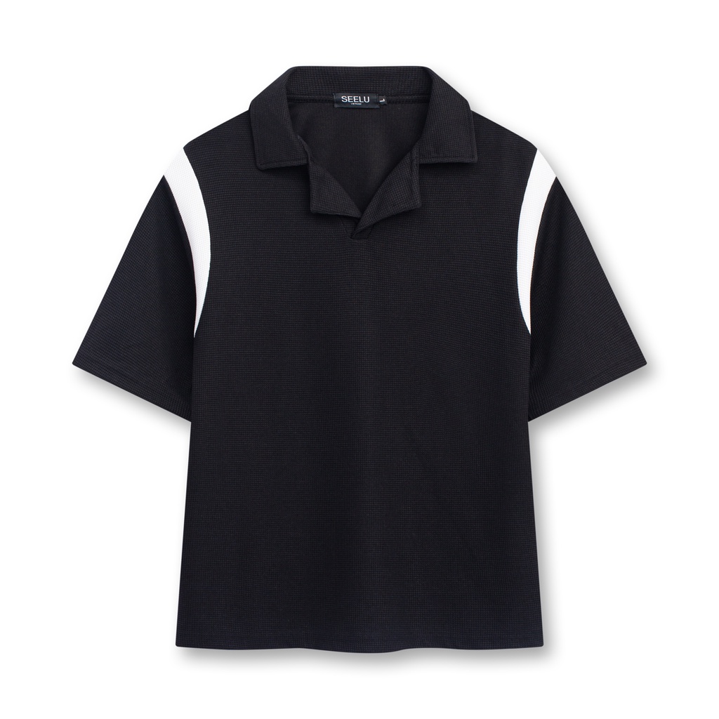 Áo thun POLO Cổ V UNISEX Nam, Nữ SEELU vải Tổ Ong Cotton, chống nhăn, thoáng mát - toong1socvai