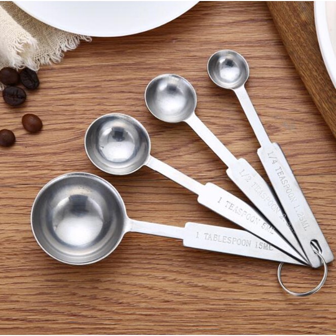 Muỗng/ thìa đong định lượng inox không gỉ bộ 4 cây Thỏ Trắng