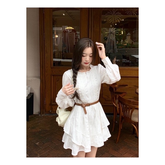 Đầm Búp Bê Tay Dài Xoè 3 Lớp Có Lót Đùi Kèm Đai