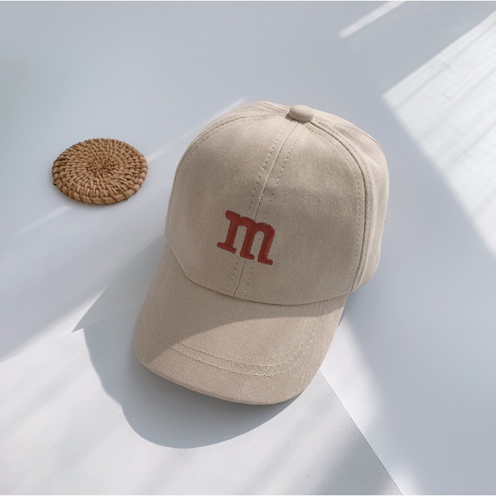 Mũ lưỡi trai cho bé từ 1-3 tuổi, chữ M, quai sau điều chỉnh, phong cách thời trang Thoáng khí Thoải mái Cotton