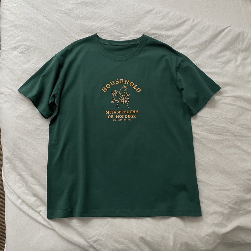 Áo thun chữ nổi Household form rộng unisex -Phông kiểu tay lỡ cá tính hàn quốc ulzzang đẹp