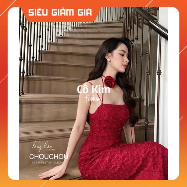 Váy body dáng dài ren hoa hồng kèm hoa sang trọng - kèm ảnh thật