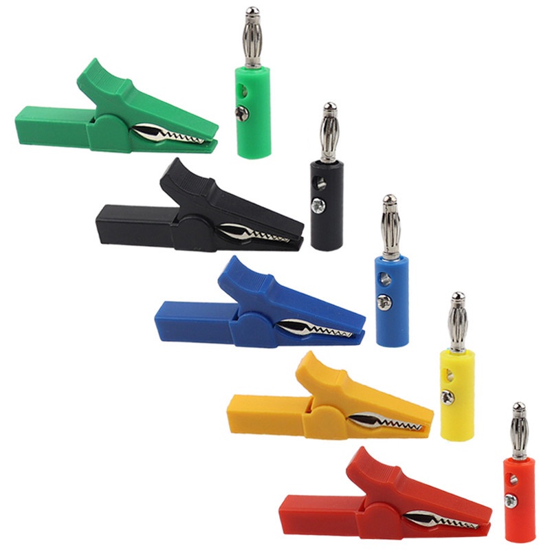 Set Kẹp Cá Sấu 55mm Kèm Jack Cắm Bắp Chuối 40mm Cách Điện Với Tay Cầm Nhựa Chuyên Dụng Cho Dây Dò Thử Điện