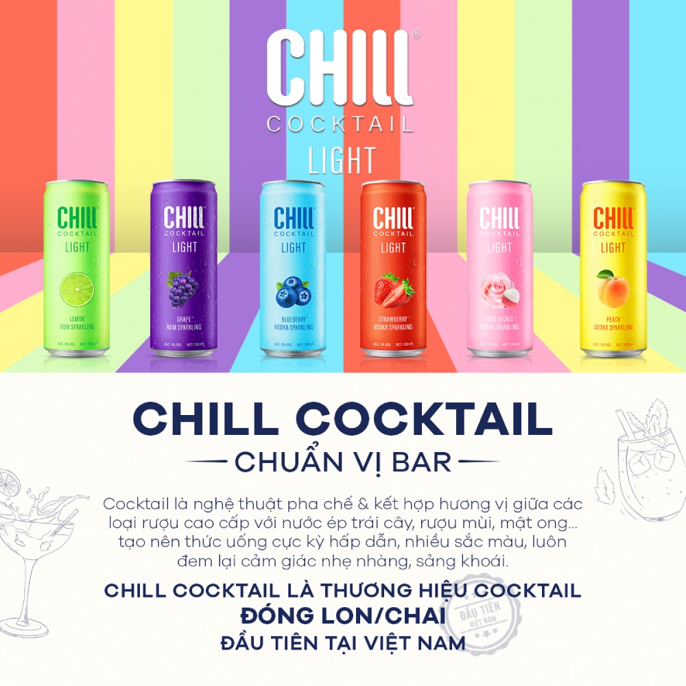 Thùng 24 lon Chill Cocktail vị Việt Quất 330ml/lon