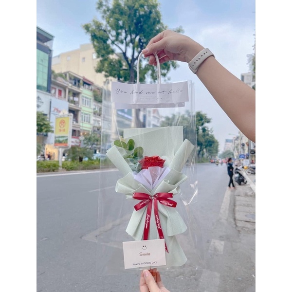 Túi hoa sáp, hoa nhũ kèm thiệp