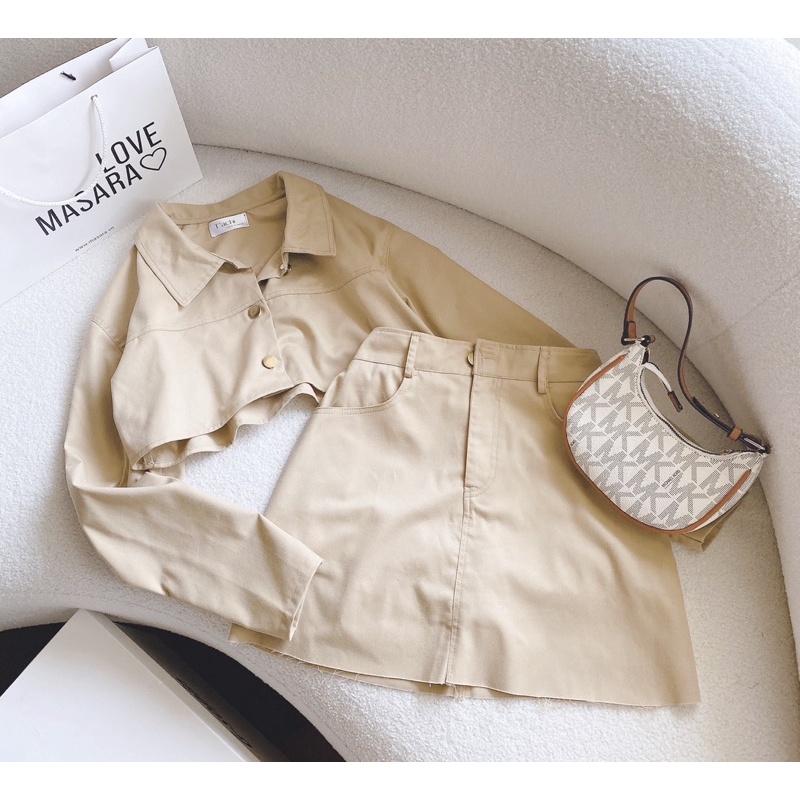 SET ÁO SƠ MI CROPTOP KÈM CHÂN VÁY
