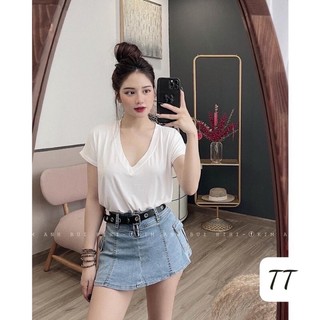 Áo thun cổ tim tay hến chất cotton dẻo mềm min hàng cao cấp