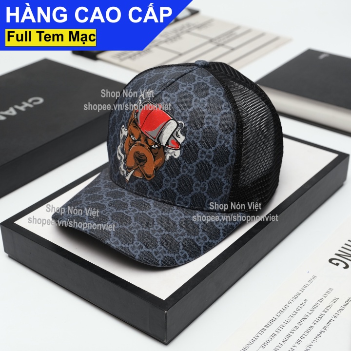 Mũ Lưỡi Trai Nón Kết Gucci Chó Bulldog Hoạ Tiết Phối Lưới Thoáng Mát Vải Kaki Màu Xanh Lưới Đen Form Đứng Thời Tran