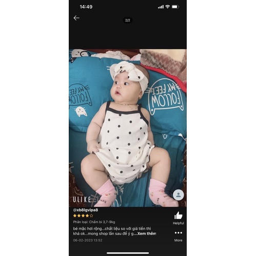 Bodysuit 2 dây xinh cho bé gái