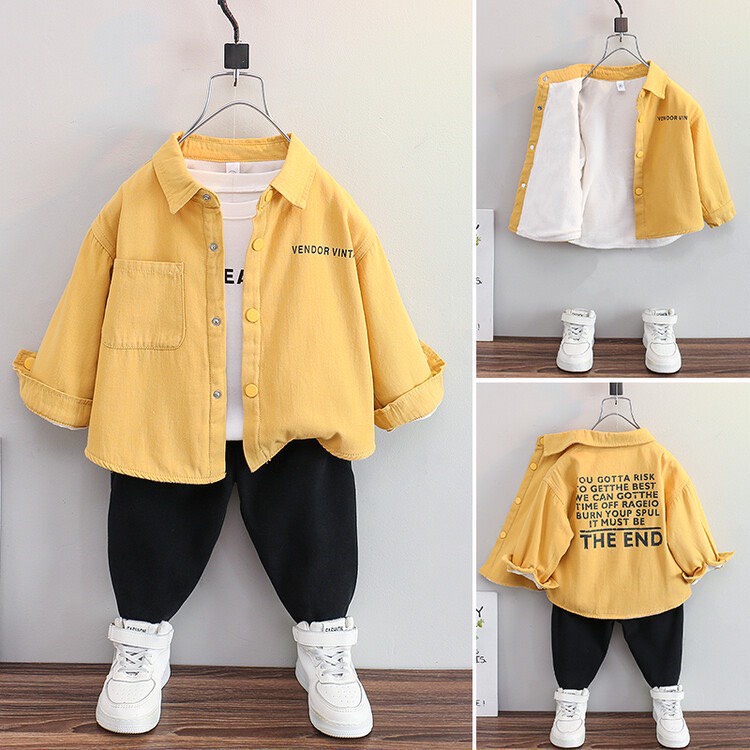 Áo sơ mi hai lớp cho bé mặc tết, áo dài tay cổ bẻ 2 lớp mùa đông cho bé 6 đến 28kg BAOBAO KIDS
