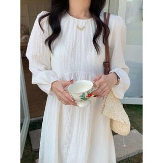 Váy cổ tròn tay tài dáng basic