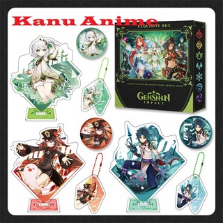 50 Bộ Quà Tặng Standee Móc Khoá Huy Hiệu Genshin Impact Xiao Venti Yae Nahida Zhongli Ei Ayaka Nilou Ganyu Gift Box