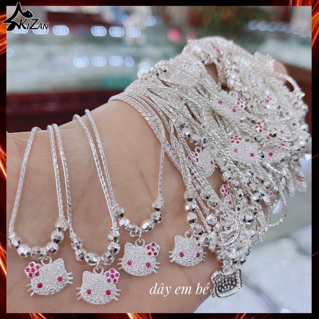 Dây Chuyền, Vòng Cổ Bạc Hello Kitty Xinh Xắn Cho Bé
