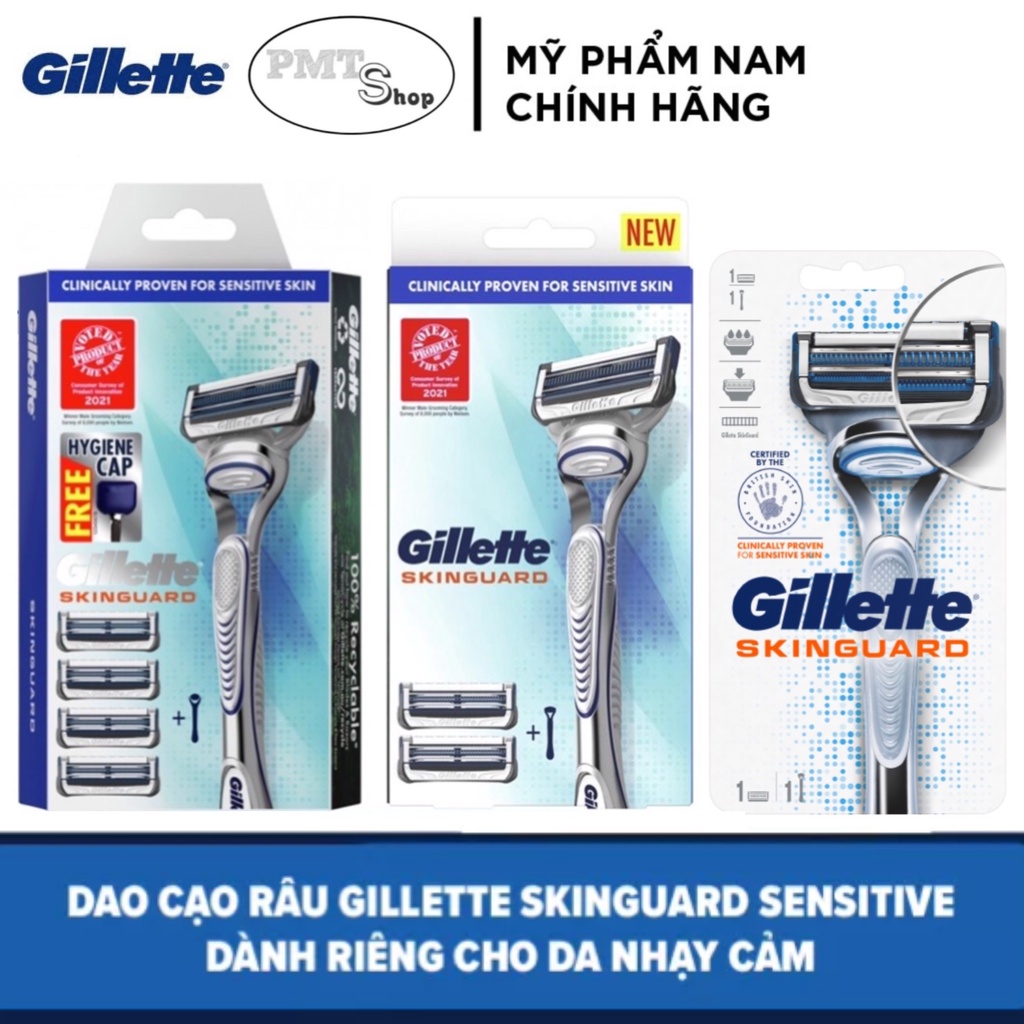 Dao cạo râu cao cấp Gillette Fusion Skinguard Sensitive dành cho da nhạy cảm Hộp lưỡi thay thế vỉ 8 4 cái