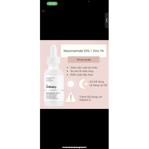 The ordinary niacinamide 10% + zinc 1%