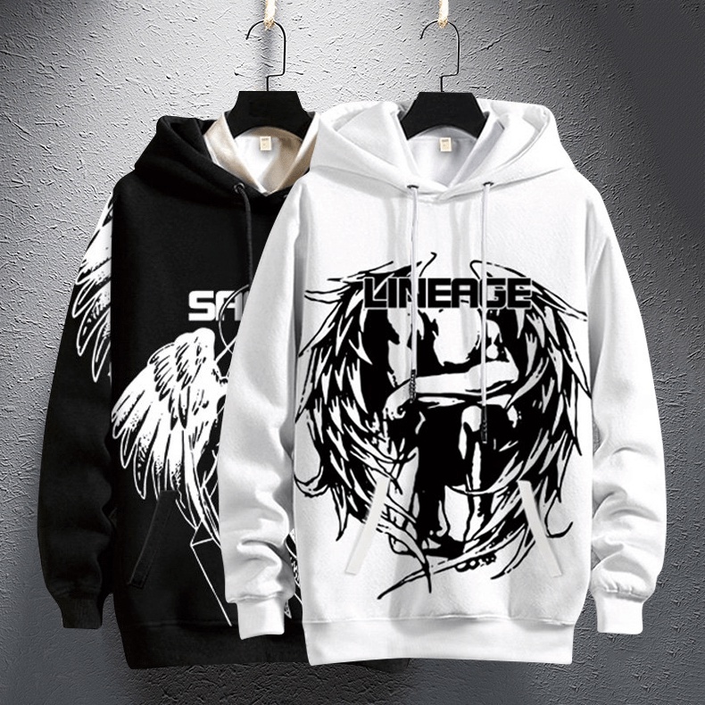 Áo Hoodies Nam Dài Tay Có Mũ Mẫu Mới Họa Tiết Thiên Thần Và Ác Quỷ Phong Cách Cá Tính Thời Trang XƯỞNG MAY THANH