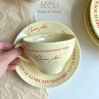 Bộ Tách Đĩa Gốm Sứ Cheese Plate Kiểu Pháp Decor