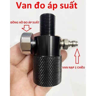 Van đo áp suất, đầu nối áp suất lỗ kép với đồng hồ đo áp suất sáng hiển thị bộ chuyển đổi bơm hơi 8 mm