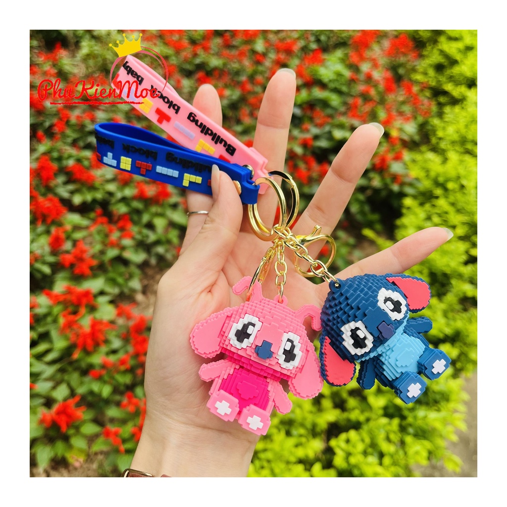 Móc chìa khoá hoạt hình Stitch, móc khoá đôi PVC cao cấp PhuKienMoe