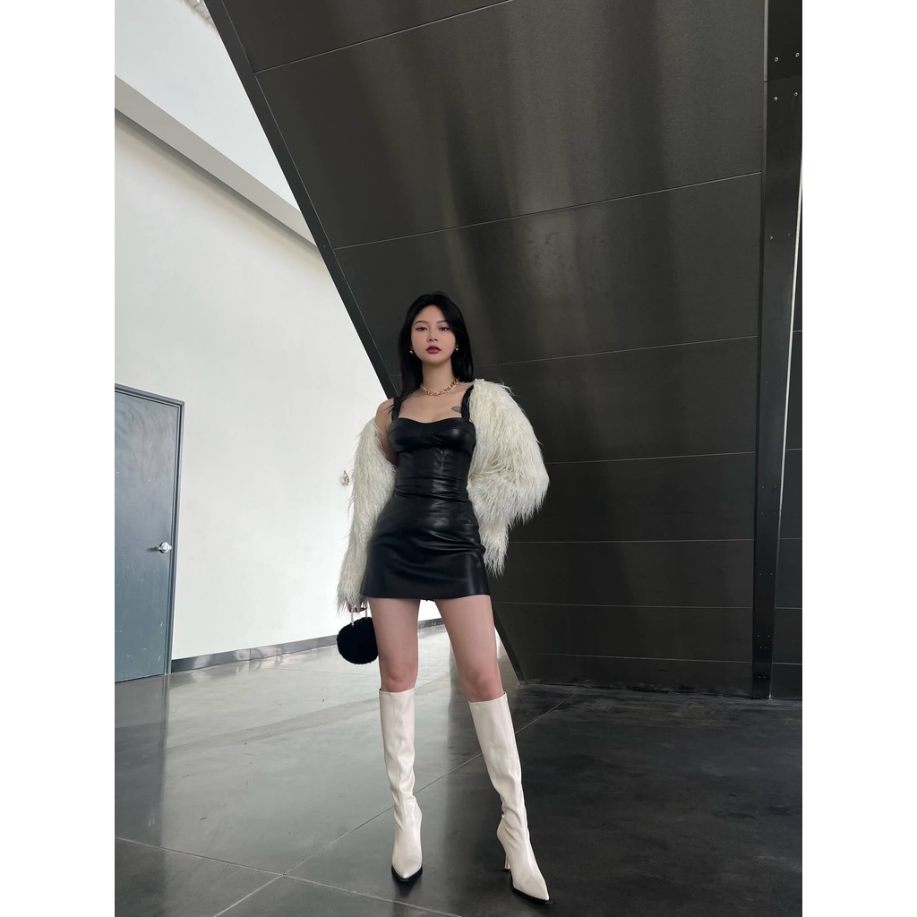 Đầm da hai dây cúp ngực Leather Dress Gem Clothing SP060766