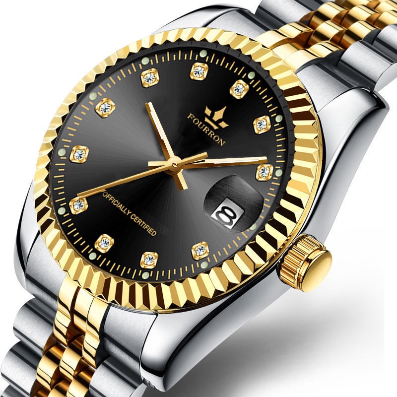 Đồng Hồ Nam FOURRON F723ff  Mặt số Đính Đá thiết kế sang trọng chống nước 3ATM Doanh Nhân Dây Thép KhôngGỉ