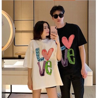 Áo đồng phục gia đình 3/4/5 người chữ love chất cotton thấm hút mồ hôi ALALA