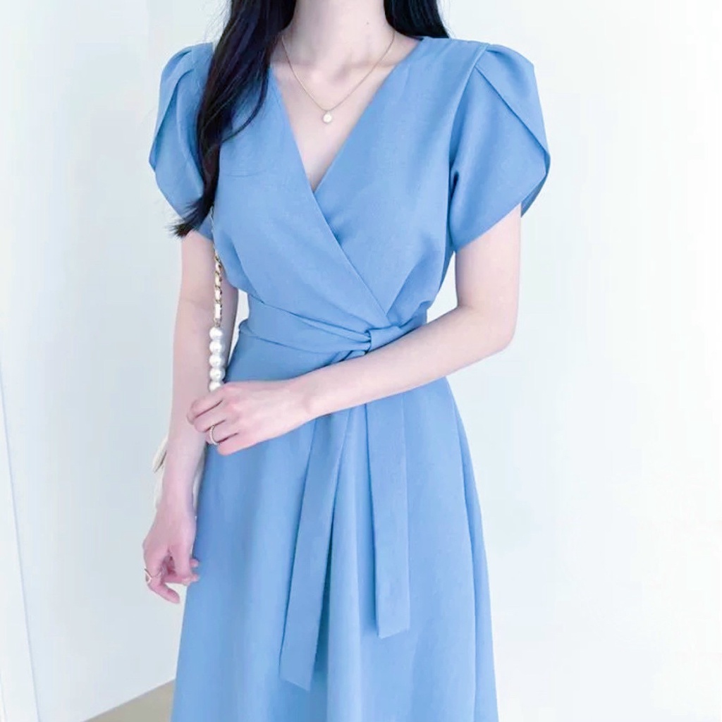 Đầm váy freesize xanh tay sen